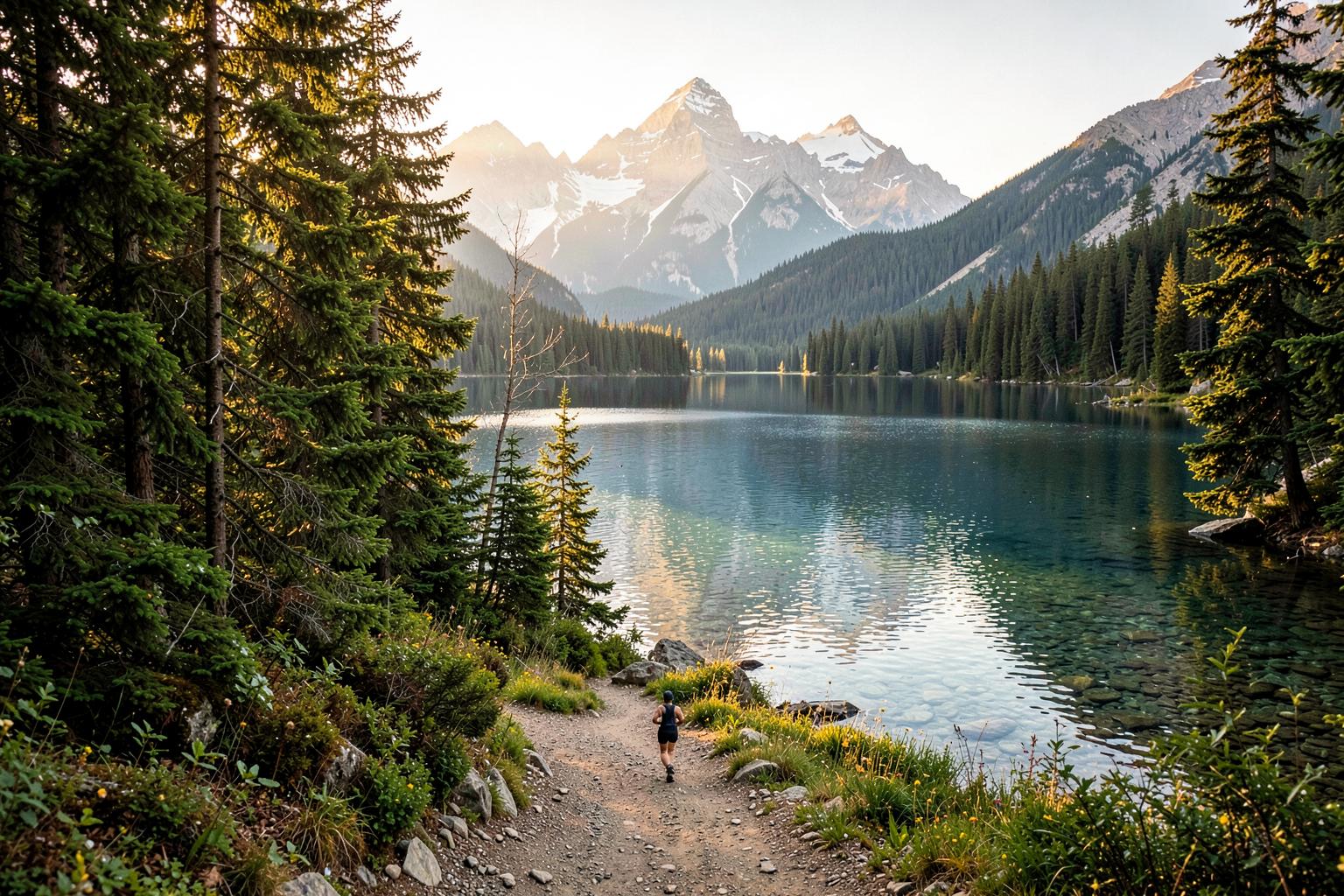 Representative forest, mountain and lake trail terrain
